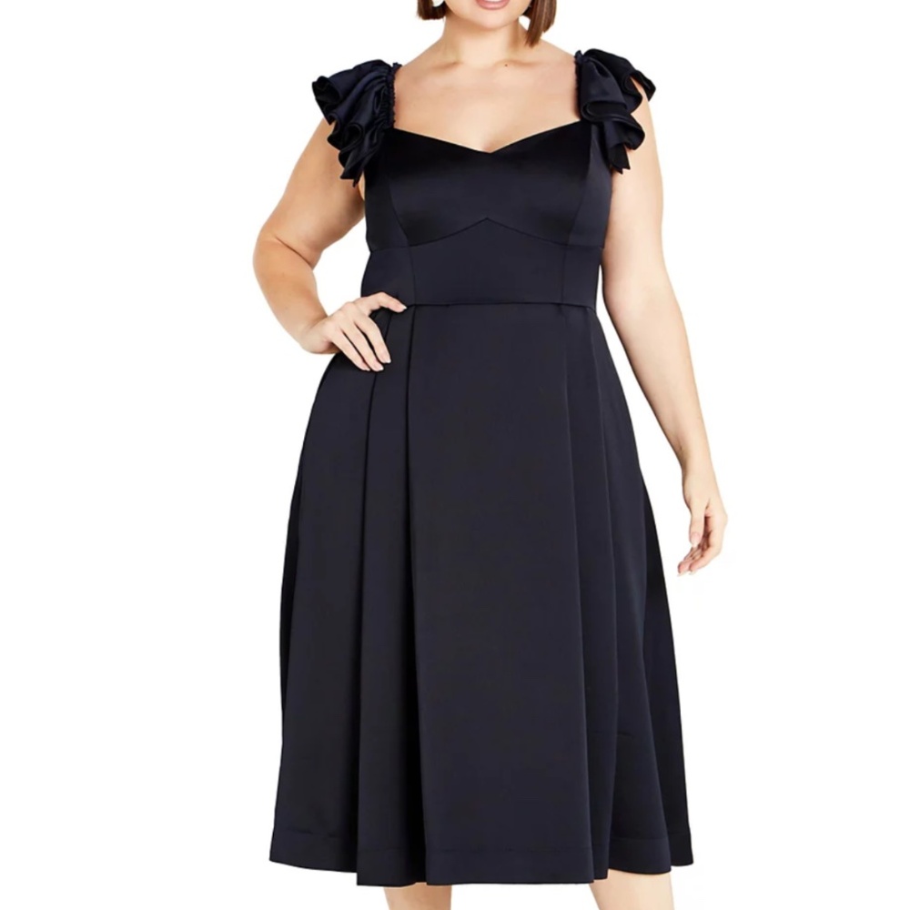 City Chic Roselyn Ruffle Sleeve Dress (Plus) XS/14W